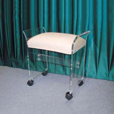 Antique Industrial Acrylic Bar Stools with Wheels Lucite Clear  shower ottoman