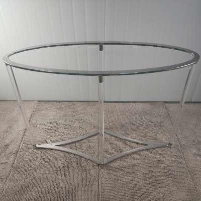 New Design Oval Acrylic Console Table With Silver Metal Base